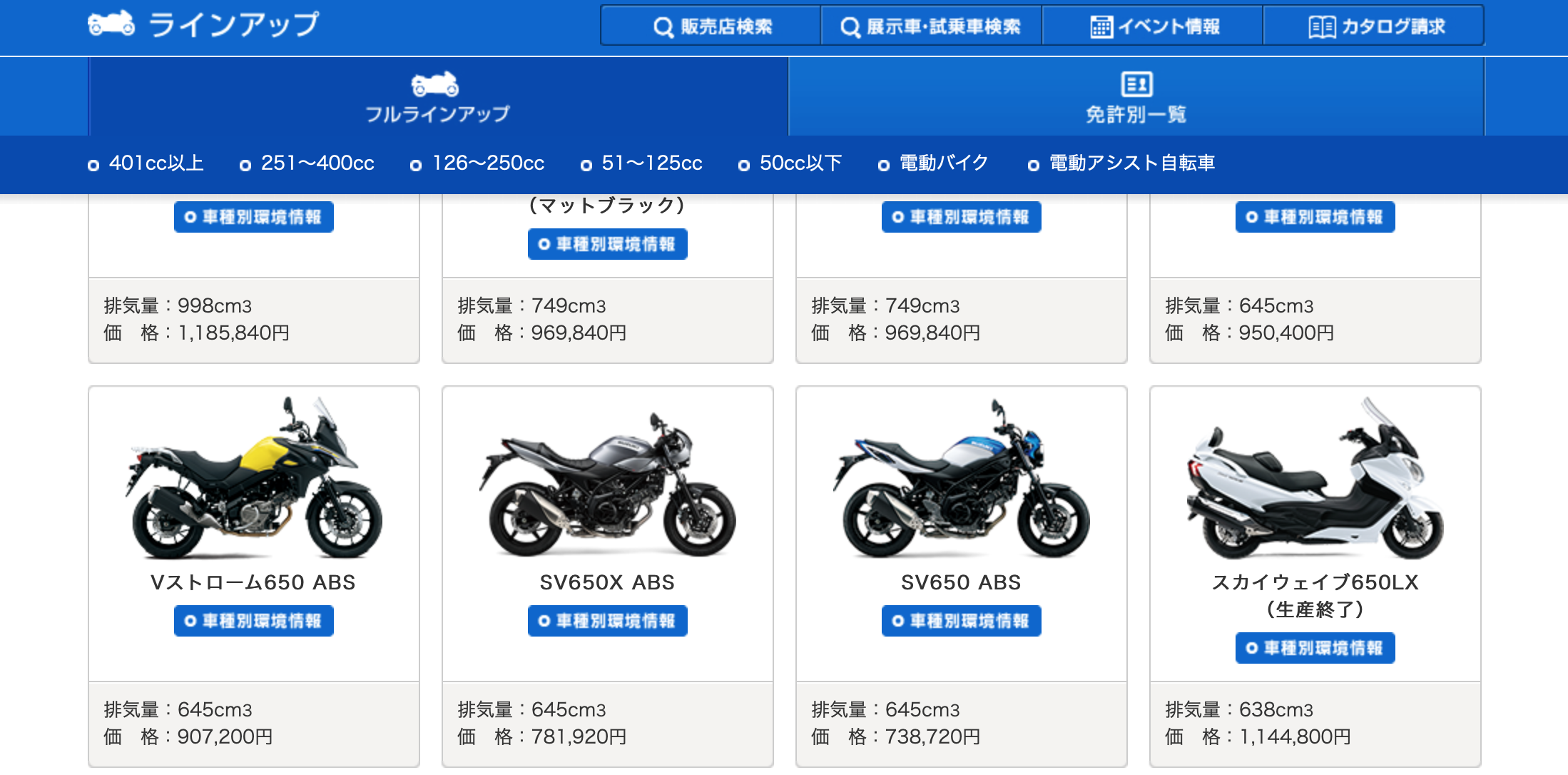 在日本官網上，可看見SUZUKI BURGMAN 650已加上停產字樣
